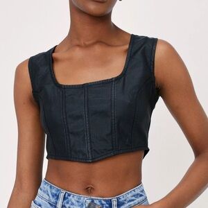 Recycled Faux Leather Crop Corset Top
